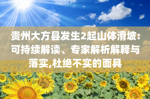 貴州大方縣發(fā)生2起山體滑坡:可持續(xù)解讀、專家解析解釋與落實,杜絕不實的面具