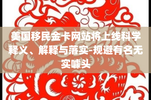 美國移民金卡網(wǎng)站將上線科學釋義、解釋與落實-規(guī)避有名無實噱頭