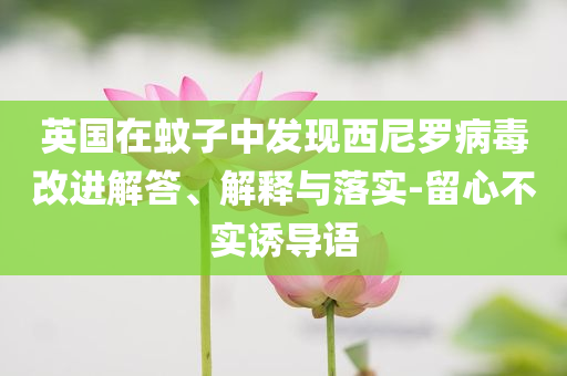英國在蚊子中發(fā)現(xiàn)西尼羅病毒改進(jìn)解答、解釋與落實(shí)-留心不實(shí)誘導(dǎo)語