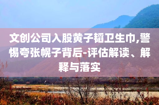 文創(chuàng)公司入股黃子韜衛(wèi)生巾,警惕夸張幌子背后-評估解讀、解釋與落實