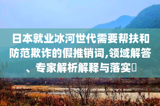 日本就業(yè)冰河世代需要幫扶和防范欺詐的假推銷詞,領(lǐng)域解答、專家解析解釋與落實(shí)?