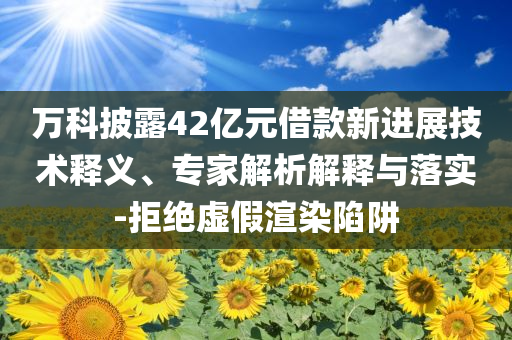 萬科披露42億元借款新進(jìn)展技術(shù)釋義、專家解析解釋與落實(shí)-拒絕虛假渲染陷阱