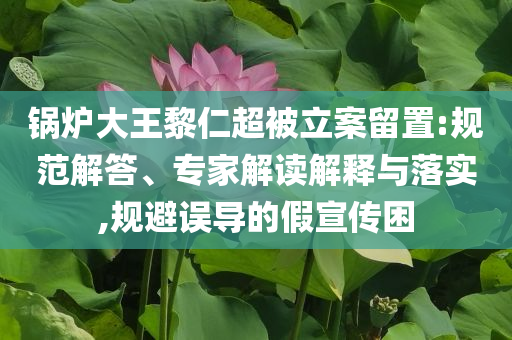 鍋爐大王黎仁超被立案留置:規(guī)范解答、專家解讀解釋與落實,規(guī)避誤導的假宣傳困