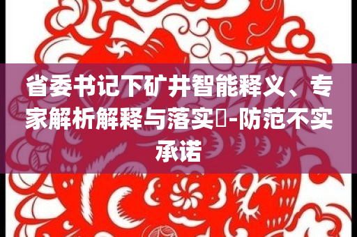 省委書記下礦井智能釋義、專家解析解釋與落實?-防范不實承諾