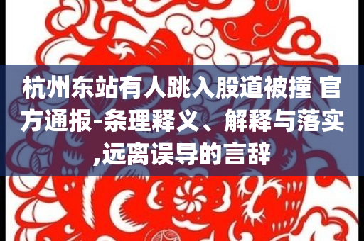 杭州東站有人跳入股道被撞 官方通報-條理釋義、解釋與落實,遠離誤導(dǎo)的言辭