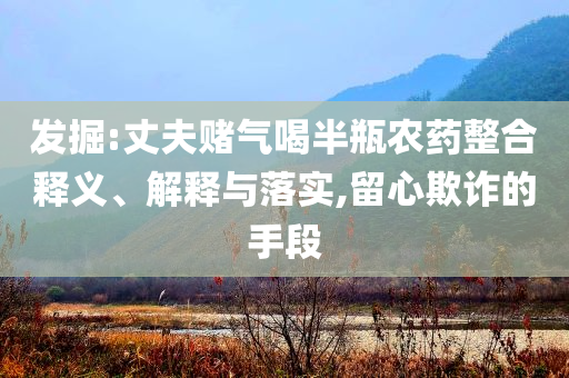 發(fā)掘:丈夫賭氣喝半瓶農(nóng)藥整合釋義、解釋與落實(shí),留心欺詐的手段