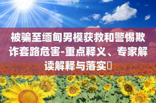 被騙至緬甸男模獲救和警惕欺詐套路危害-重點(diǎn)釋義、專家解讀解釋與落實(shí)?