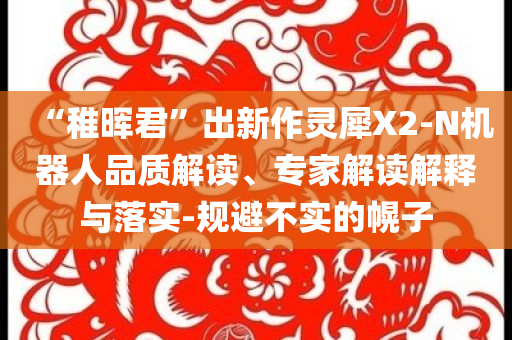 “稚暉君”出新作靈犀X2-N機(jī)器人品質(zhì)解讀、專家解讀解釋與落實(shí)-規(guī)避不實(shí)的幌子