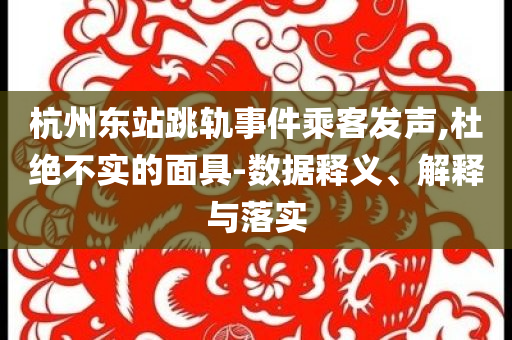 杭州東站跳軌事件乘客發(fā)聲,杜絕不實的面具-數(shù)據(jù)釋義、解釋與落實