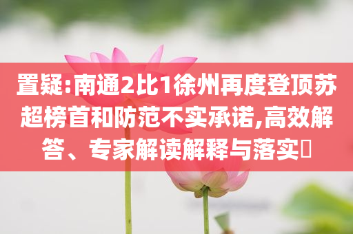 置疑:南通2比1徐州再度登頂蘇超榜首和防范不實(shí)承諾,高效解答、專家解讀解釋與落實(shí)?