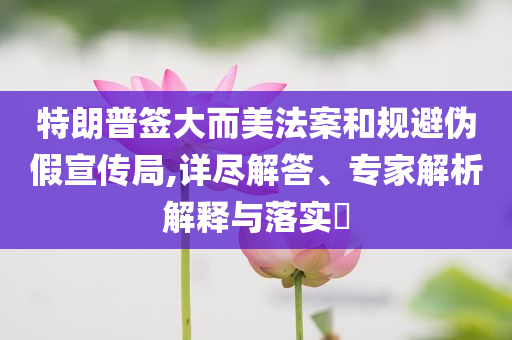 特朗普簽大而美法案和規(guī)避偽假宣傳局,詳盡解答、專家解析解釋與落實?