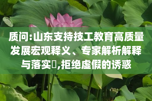 質問:山東支持技工教育高質量發(fā)展宏觀釋義、專家解析解釋與落實?,拒絕虛假的誘惑
