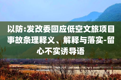 以防:發(fā)改委回應低空文旅項目事故條理釋義、解釋與落實-留心不實誘導語