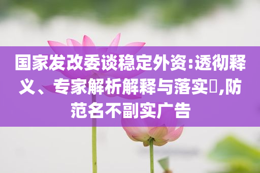 國家發(fā)改委談穩(wěn)定外資:透徹釋義、專家解析解釋與落實?,防范名不副實廣告