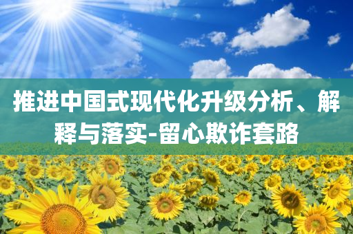 推進中國式現(xiàn)代化升級分析、解釋與落實-留心欺詐套路