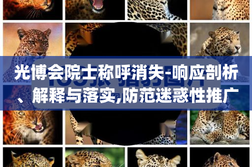 光博會(huì)院士稱呼消失-響應(yīng)剖析、解釋與落實(shí),防范迷惑性推廣