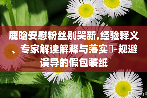 鹿晗安慰粉絲別哭新,經(jīng)驗釋義、專家解讀解釋與落實?-規(guī)避誤導的假包裝紙