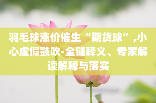 羽毛球漲價催生“期貨球”,小心虛假鼓吹-全鏈釋義、專家解讀解釋與落實