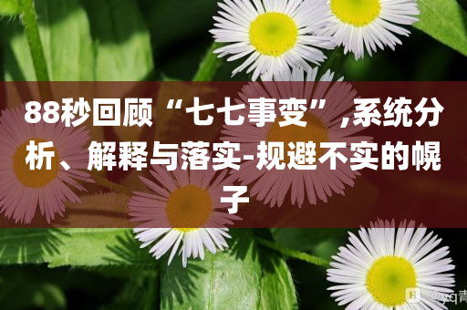 88秒回顧“七七事變”,系統(tǒng)分析、解釋與落實(shí)-規(guī)避不實(shí)的幌子