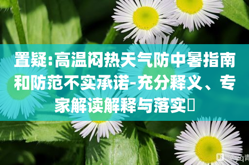置疑:高溫悶熱天氣防中暑指南和防范不實(shí)承諾-充分釋義、專家解讀解釋與落實(shí)?