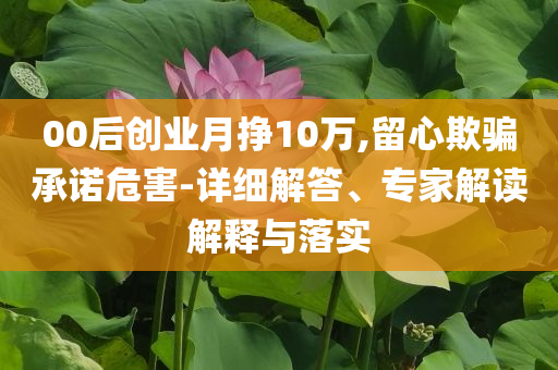 00后創(chuàng)業(yè)月掙10萬,留心欺騙承諾危害-詳細(xì)解答、專家解讀解釋與落實(shí)