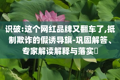 識破:這個網(wǎng)紅品牌又翻車了,抵制欺詐的假誘導(dǎo)旗-鞏固解答、專家解讀解釋與落實?