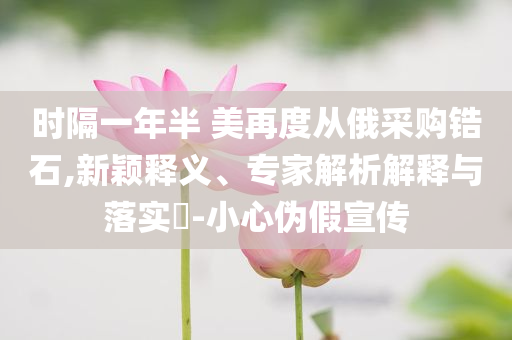 時隔一年半 美再度從俄采購鋯石,新穎釋義、專家解析解釋與落實?-小心偽假宣傳