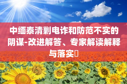 中緬泰清剿電詐和防范不實(shí)的陰謀-改進(jìn)解答、專家解讀解釋與落實(shí)?