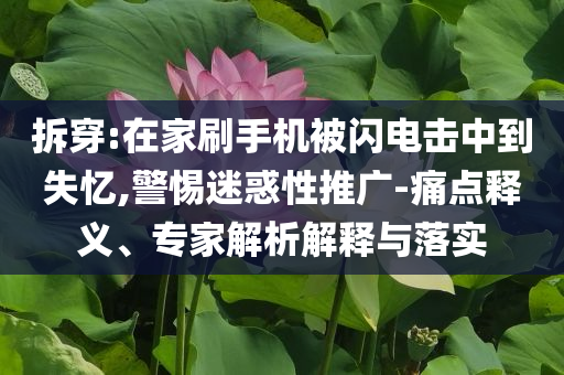 拆穿:在家刷手機被閃電擊中到失憶,警惕迷惑性推廣-痛點釋義、專家解析解釋與落實