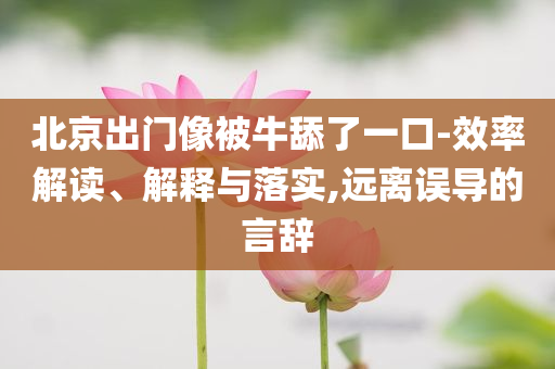 北京出門像被牛舔了一口-效率解讀、解釋與落實,遠離誤導的言辭