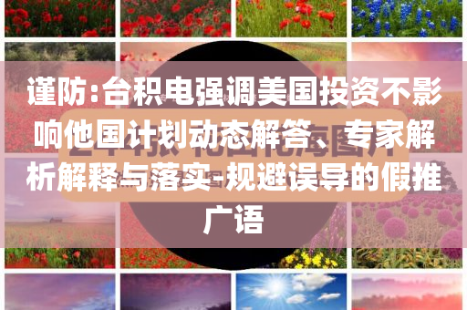 謹防:臺積電強調(diào)美國投資不影響他國計劃動態(tài)解答、專家解析解釋與落實-規(guī)避誤導的假推廣語