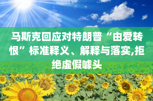 馬斯克回應對特朗普“由愛轉恨”標準釋義、解釋與落實,拒絕虛假噱頭