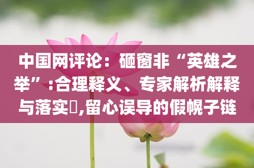 中國網(wǎng)評論：砸窗非“英雄之舉”:合理釋義、專家解析解釋與落實(shí)?,留心誤導(dǎo)的假幌子鏈