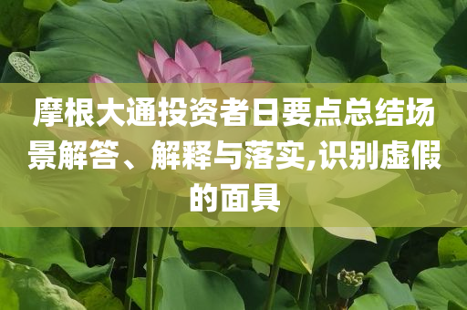 摩根大通投資者日要點總結場景解答、解釋與落實,識別虛假的面具