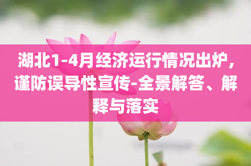 湖北1-4月經(jīng)濟(jì)運(yùn)行情況出爐,謹(jǐn)防誤導(dǎo)性宣傳-全景解答、解釋與落實(shí)