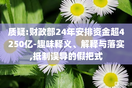 質(zhì)疑:財政部24年安排資金超4250億-趣味釋義、解釋與落實,抵制誤導的假把式