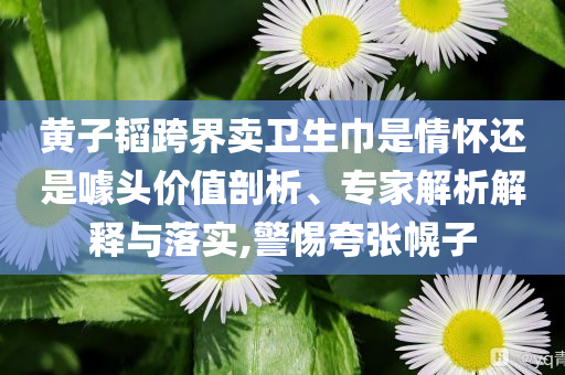 黃子韜跨界賣衛(wèi)生巾是情懷還是噱頭價值剖析、專家解析解釋與落實,警惕夸張幌子