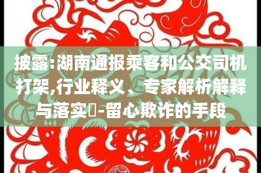 披露:湖南通報(bào)乘客和公交司機(jī)打架,行業(yè)釋義、專(zhuān)家解析解釋與落實(shí)?-留心欺詐的手段