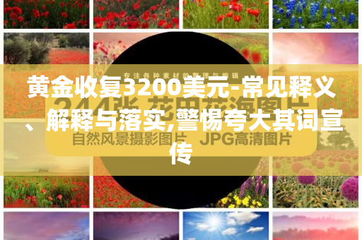 黃金收復(fù)3200美元-常見釋義、解釋與落實(shí),警惕夸大其詞宣傳