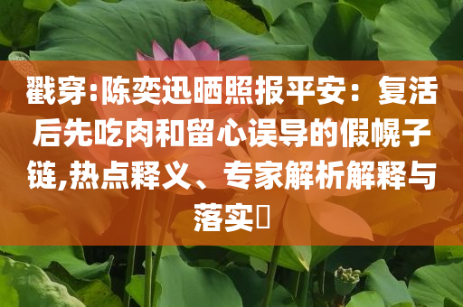 戳穿:陳奕迅曬照?qǐng)?bào)平安：復(fù)活后先吃肉和留心誤導(dǎo)的假幌子鏈,熱點(diǎn)釋義、專家解析解釋與落實(shí)?