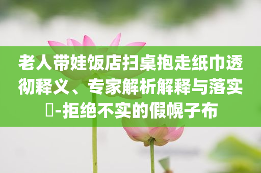 老人帶娃飯店掃桌抱走紙巾透徹釋義、專家解析解釋與落實(shí)?-拒絕不實(shí)的假幌子布