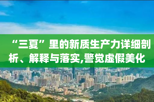 “三夏”里的新質(zhì)生產(chǎn)力詳細剖析、解釋與落實,警覺虛假美化