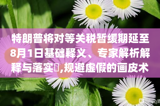 特朗普將對(duì)等關(guān)稅暫緩期延至8月1日基礎(chǔ)釋義、專家解析解釋與落實(shí)?,規(guī)避虛假的畫皮術(shù)