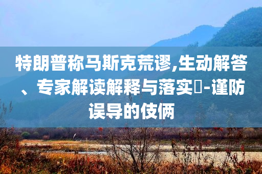 特朗普稱馬斯克荒謬,生動解答、專家解讀解釋與落實?-謹防誤導的伎倆