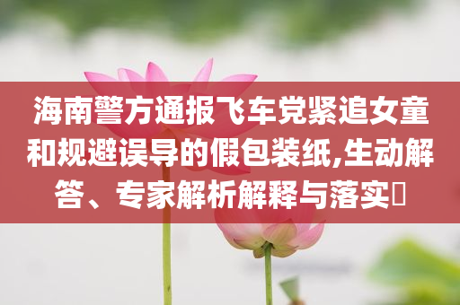 海南警方通報飛車黨緊追女童和規(guī)避誤導(dǎo)的假包裝紙,生動解答、專家解析解釋與落實?