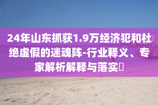 24年山東抓獲1.9萬經(jīng)濟(jì)犯和杜絕虛假的迷魂陣-行業(yè)釋義、專家解析解釋與落實?