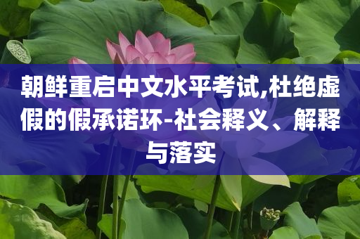 朝鮮重啟中文水平考試,杜絕虛假的假承諾環(huán)-社會釋義、解釋與落實