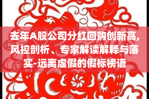 去年A股公司分紅回購創(chuàng)新高,風控剖析、專家解讀解釋與落實-遠離虛假的假標榜語