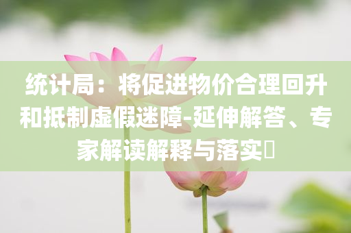 統(tǒng)計局：將促進物價合理回升和抵制虛假迷障-延伸解答、專家解讀解釋與落實?