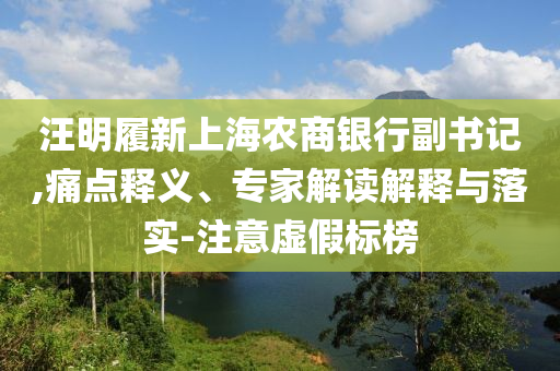 汪明履新上海農(nóng)商銀行副書記,痛點釋義、專家解讀解釋與落實-注意虛假標榜